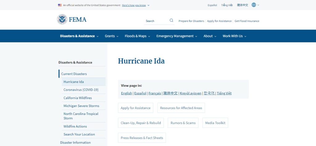 FEMA Hurricane Ida 2021 Disaster Assistance Huntingdon County Pennsylvania