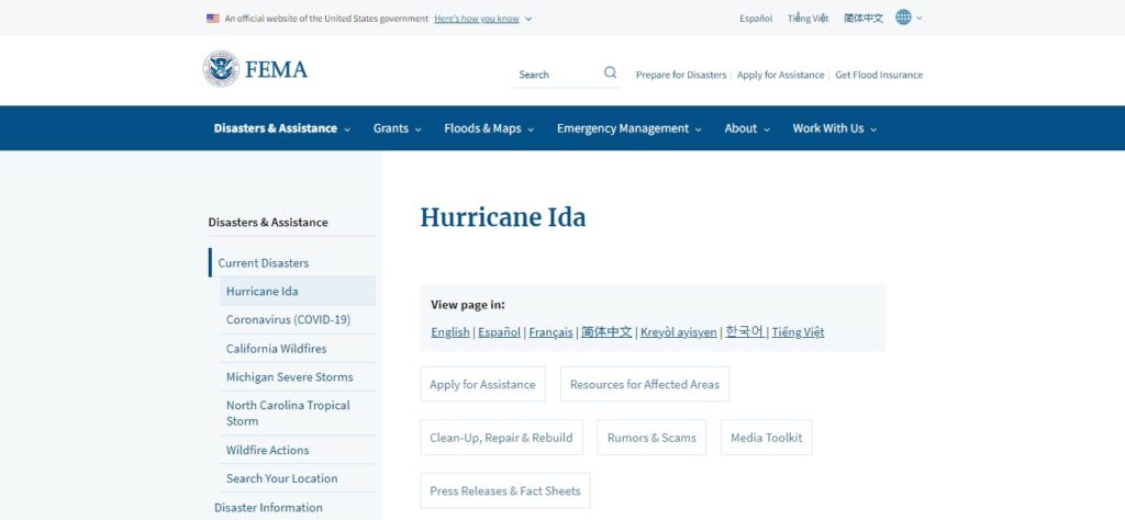 FEMA Hurricane Ida 2021 Disaster Assistance New York County New York