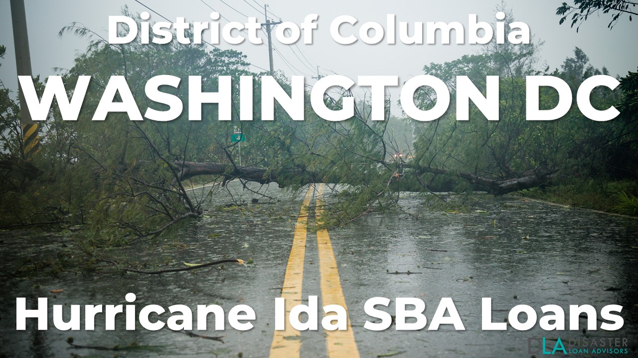 Washington DC District of Columbia Hurricane Ida SBA Loans