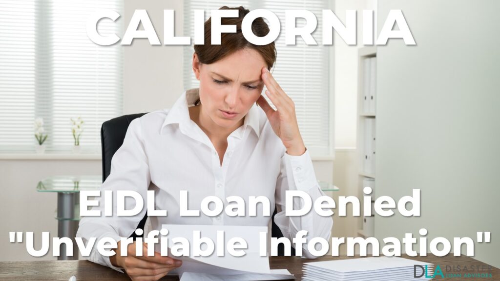 California EIDL Unverifiable Information