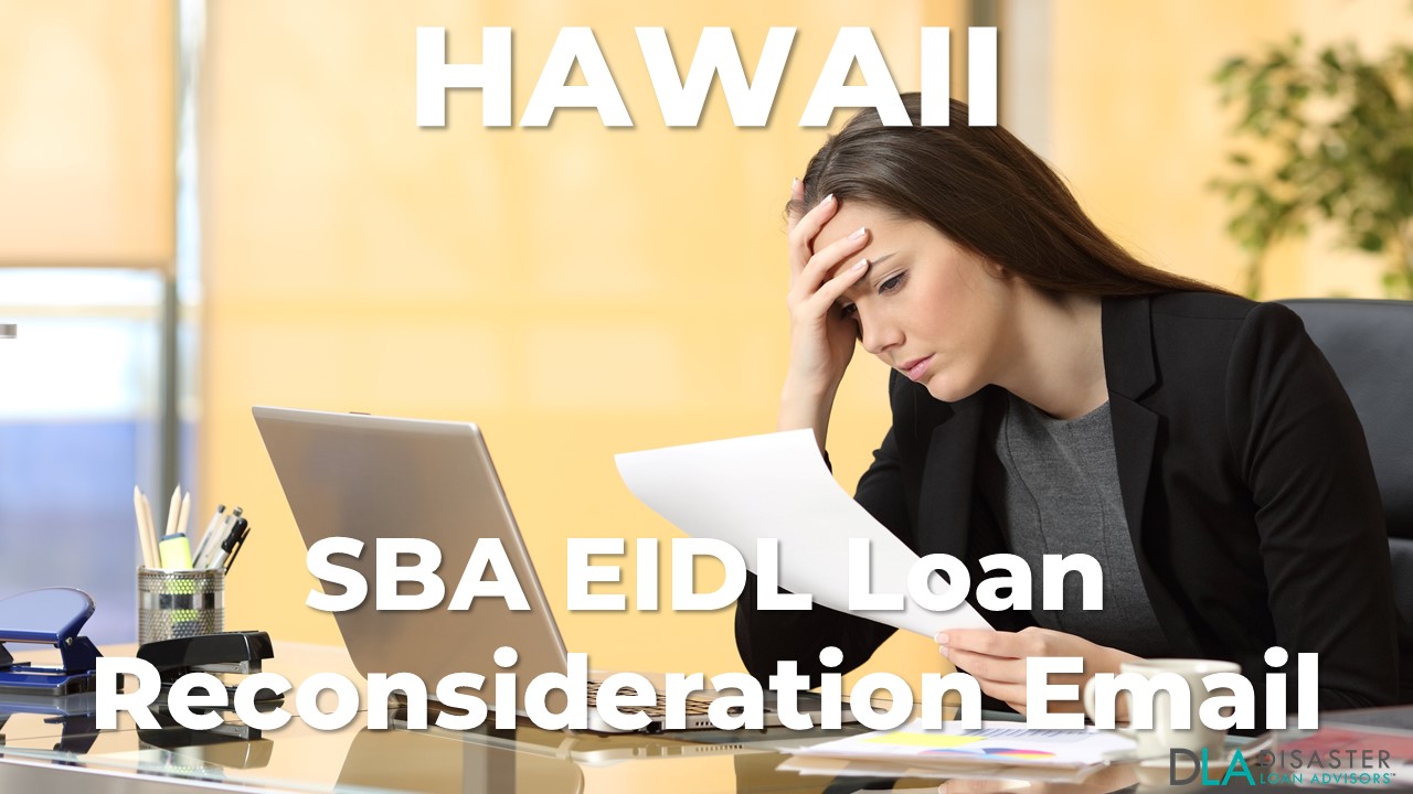 Hawaii SBA Reconsideration Email
