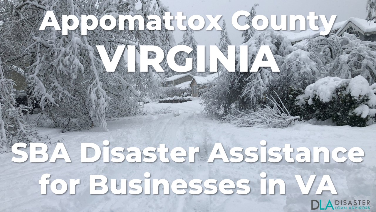 Appomattox County Virginia SBA Disaster Loan Relief for Severe Winter Storm and Snowstorm VA-00099