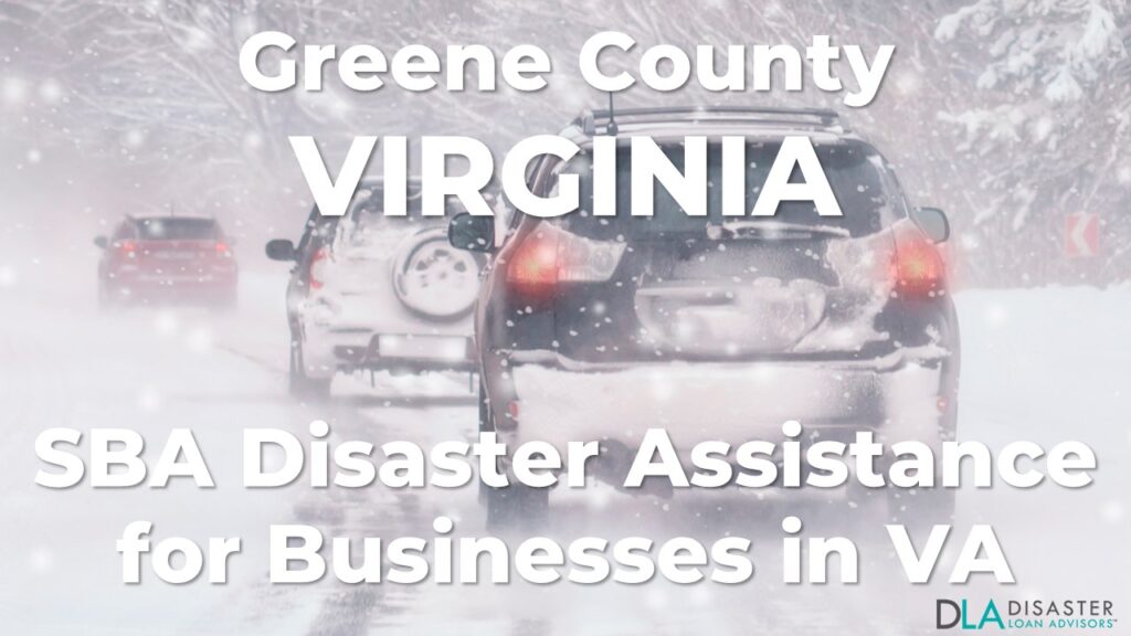 Greene County Virginia SBA Disaster Loan Relief for Severe Winter Storm and Snowstorm VA-00099