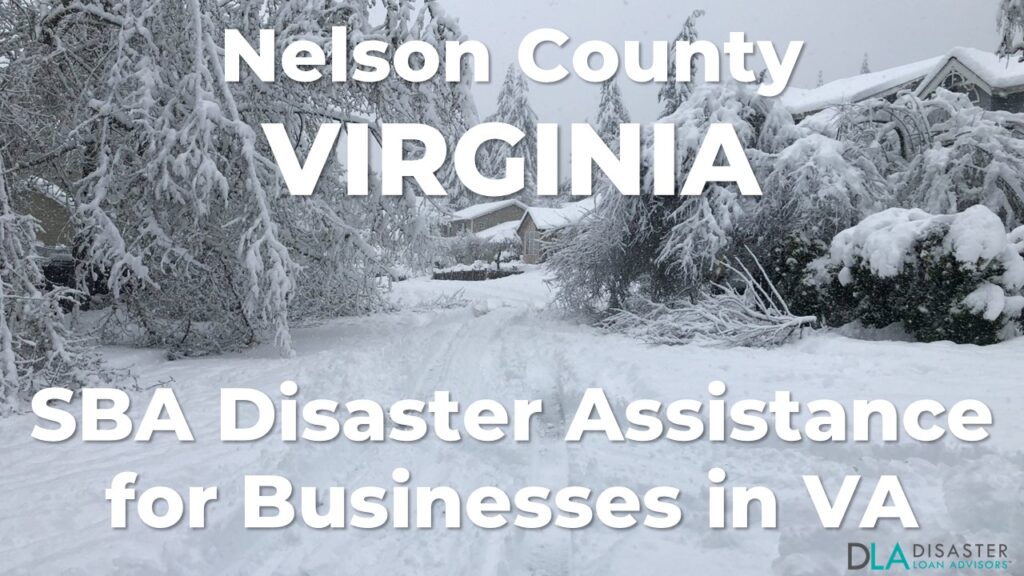 Nelson County Virginia SBA Disaster Loan Relief for Severe Winter Storm and Snowstorm VA-00099