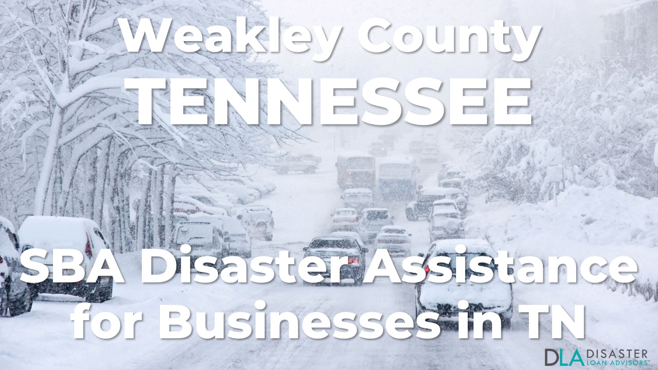 Weakley County Tennessee SBA Disaster Loan Relief for Severe Winter Storm TN-00135