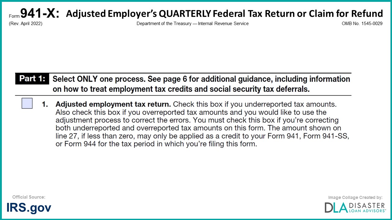 941-X: 1. Adjusted Employment Tax Return, Form Instructions