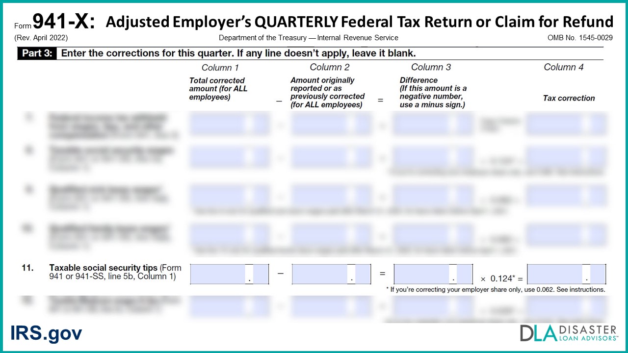 941 x 11 taxable social security tips form instructions revised