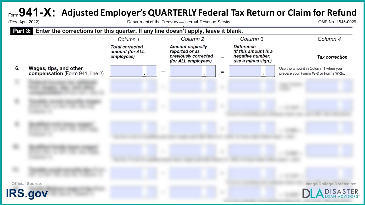 941-X: 6. Wages, Tips, and Other Compensation, Form Instructions