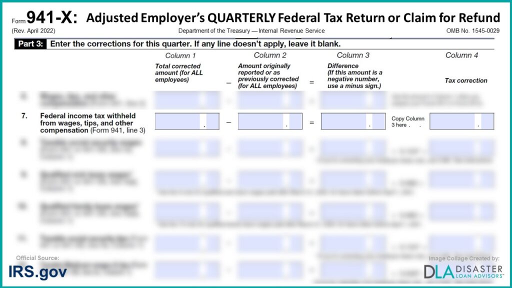 941-X: 7. Federal Income Tax Withheld From Wages, Tips, and Other Compensation , Form Instructions