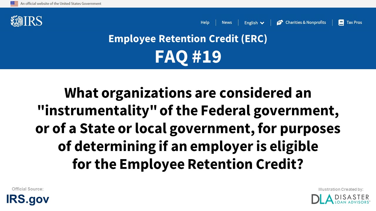 ERC Credit FAQ #19. What Organizations Are Considered An 