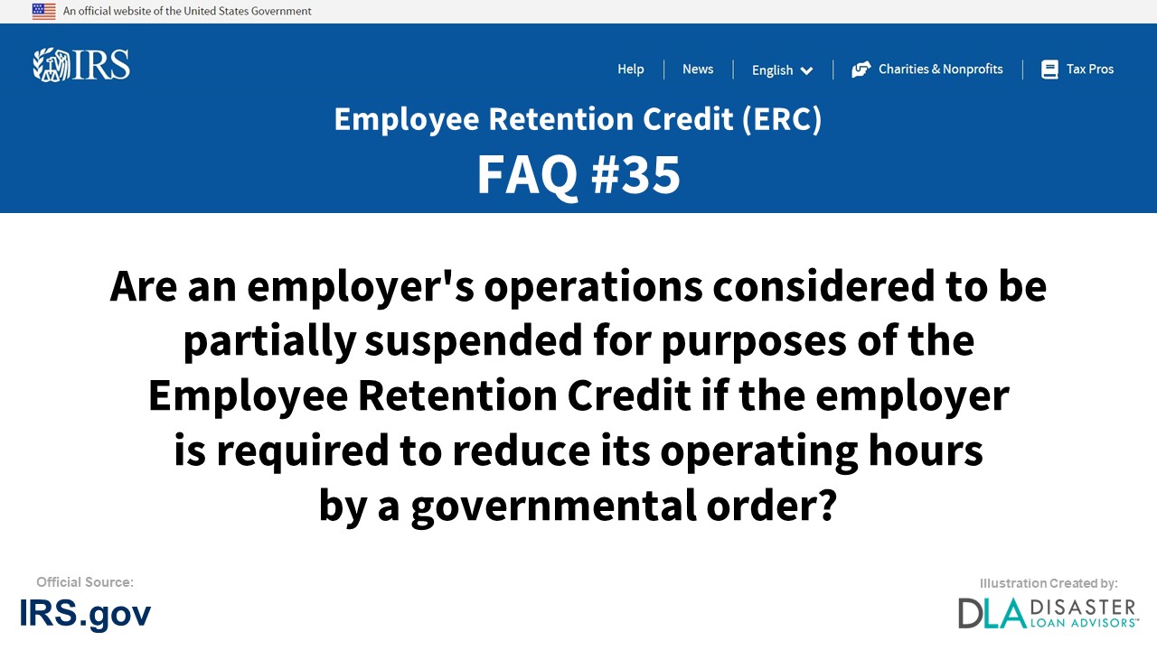 ERC Credit FAQ 35. Are An Employer's Operations Considered To Be