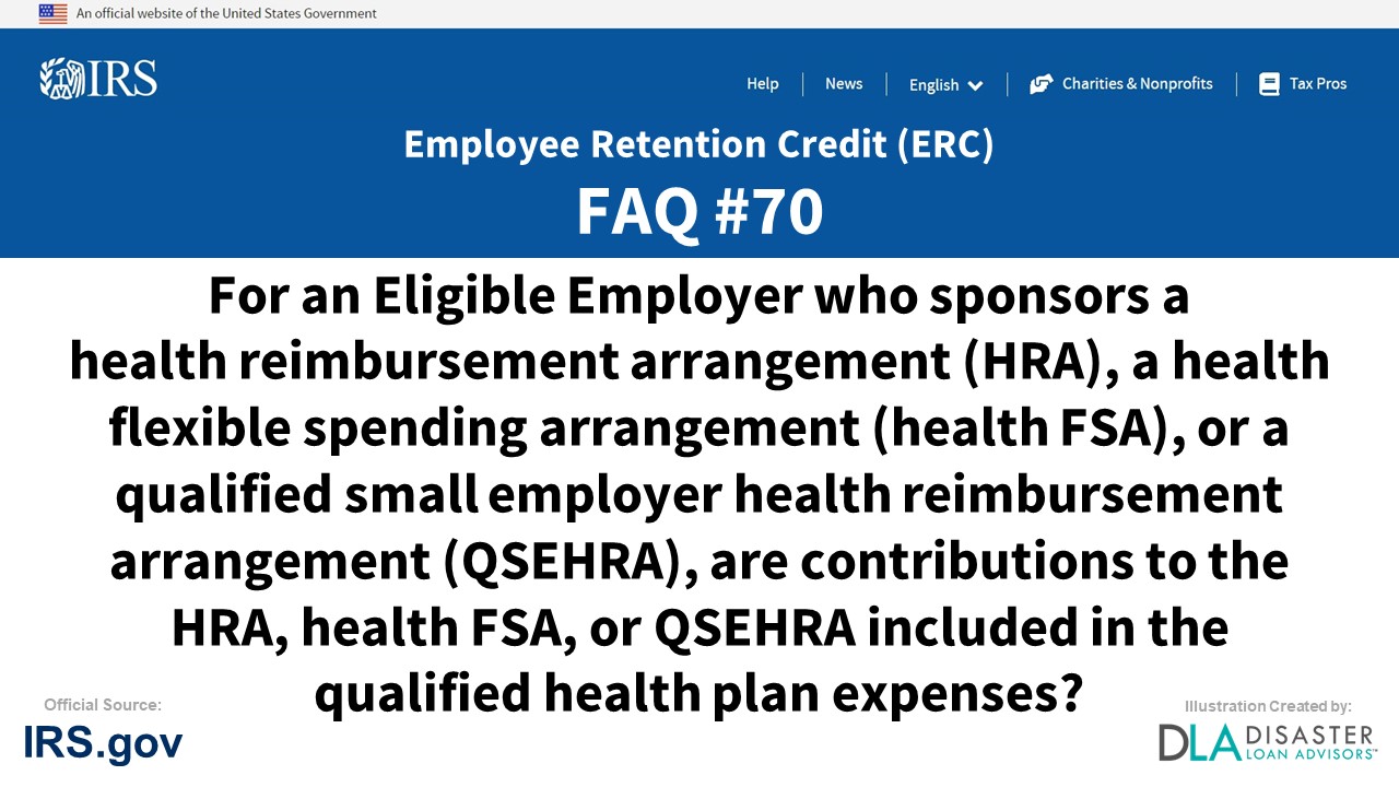 ERC Credit FAQ 70. For An Eligible Employer Who Sponsors A Health