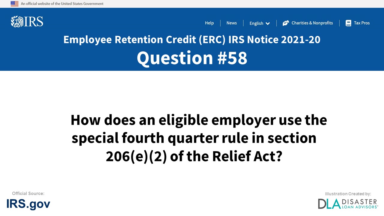 How does an eligible employer use the special fourth quarter rule in section 206(e)(2) of the Relief Act? - #58 ERC IRS Notice 2021-20