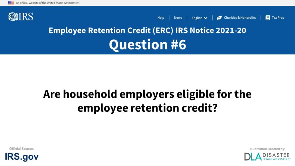 Are Household Employers Eligible For The Employee Retention Credit? - #6 ERC IRS Notice 2021-20